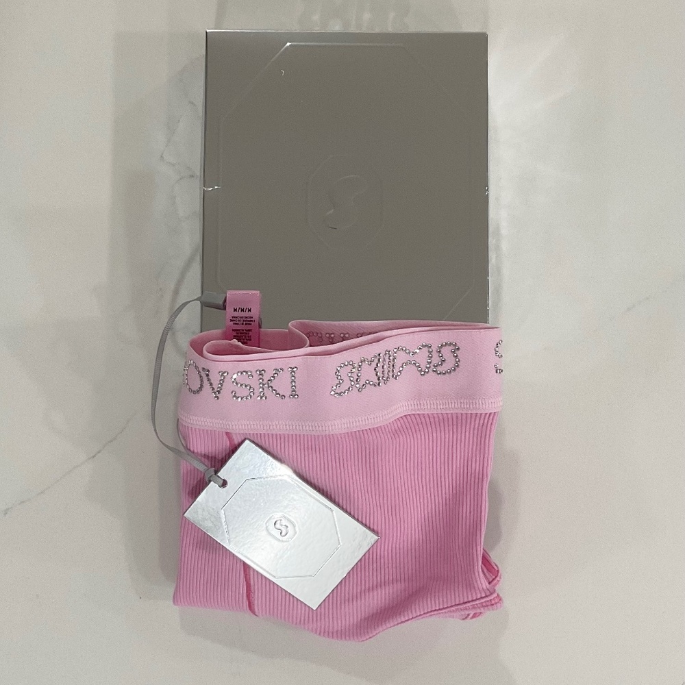 SWAROVSKI X SKIMS Medium Size Cotton Rib High Waist Brief in Bubblegum